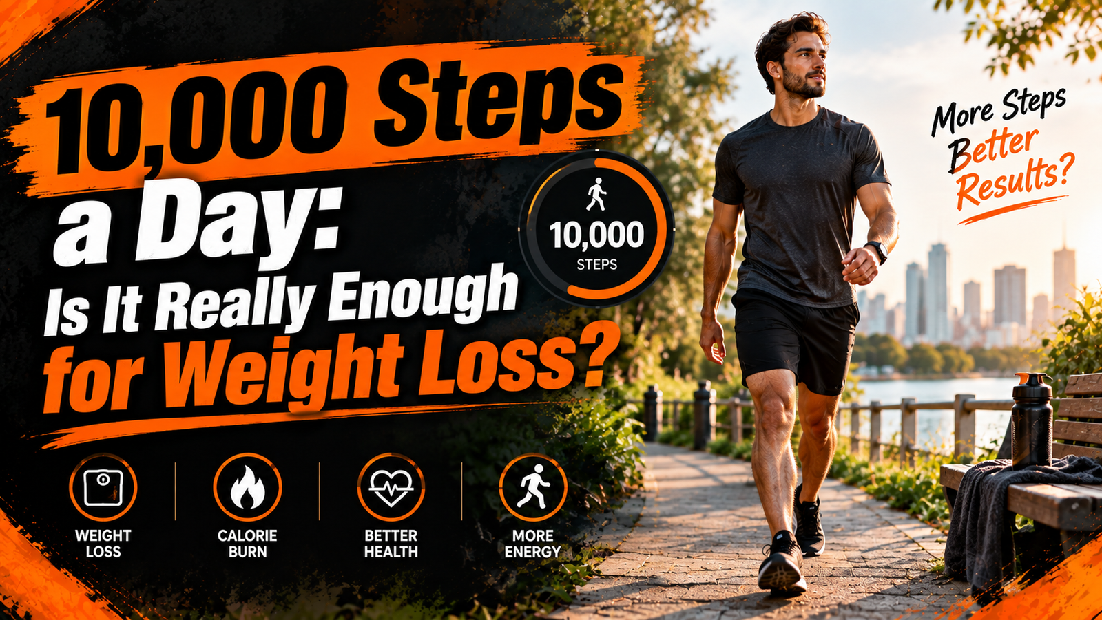 10,000 steps a day for weight loss with a person walking outdoors
