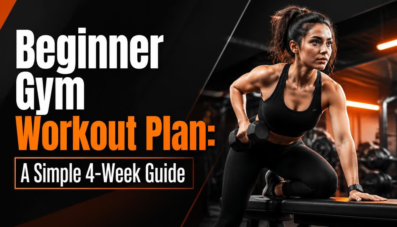 Beginner following a simple gym workout plan using strength-training equipment