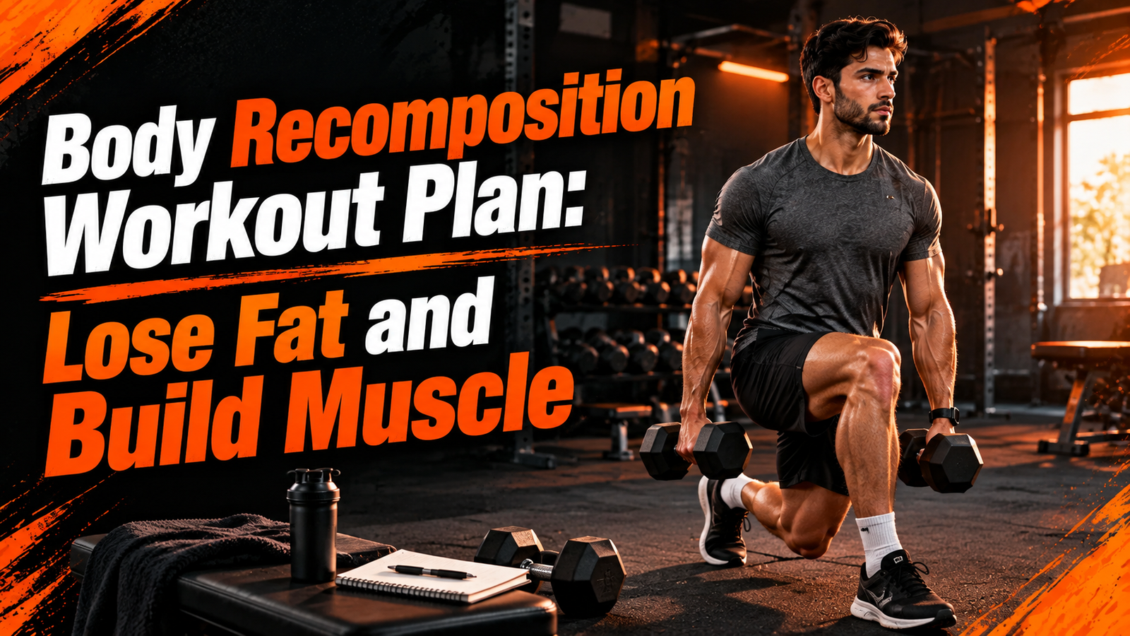 person performing strength training as part of a body recomposition workout plan