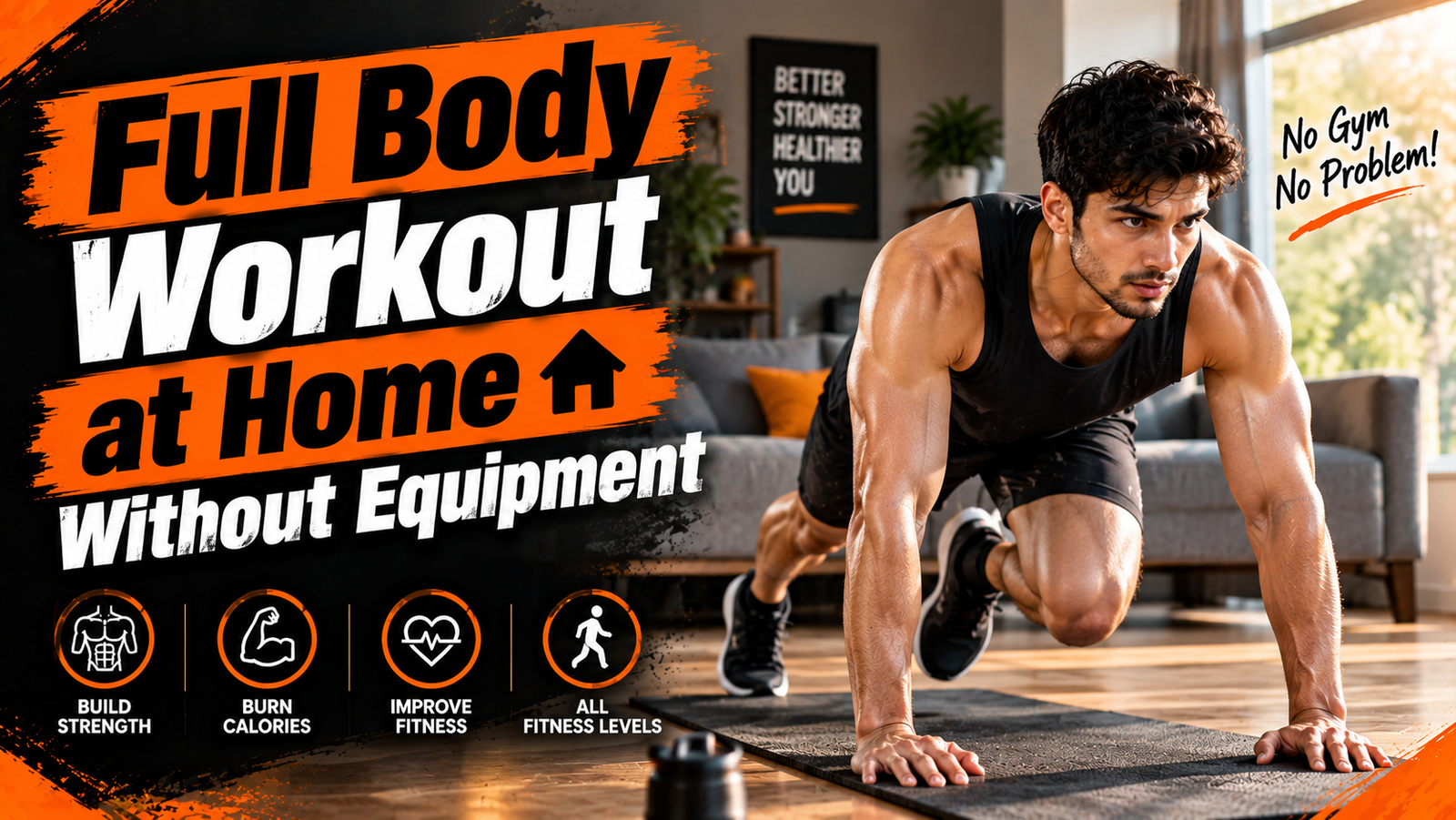 person doing a full body workout at home without equipment