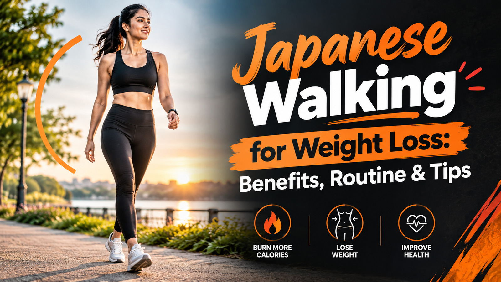 A person practicing Japanese interval walking outdoors for fitness and weight management