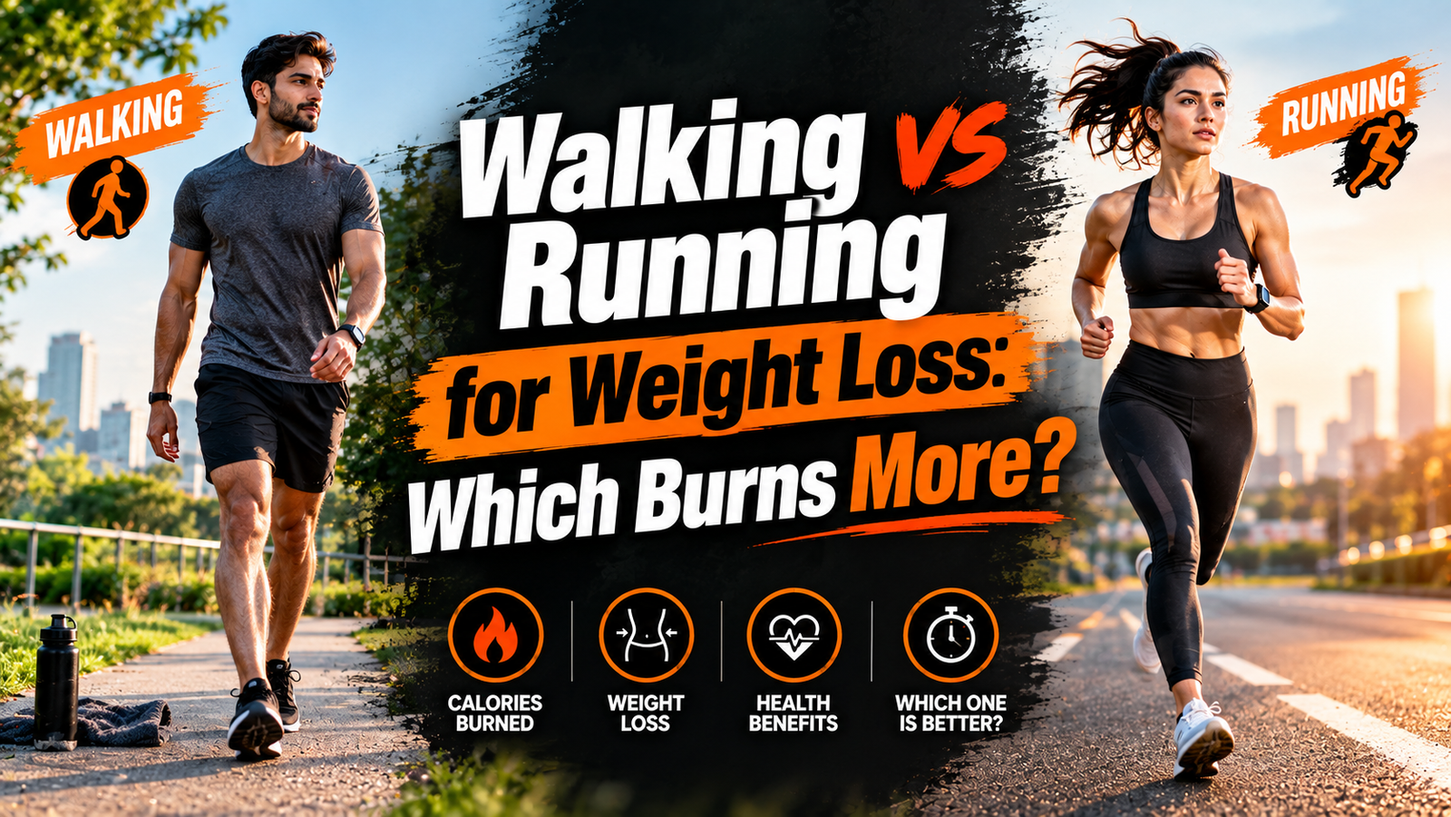person comparing walking and running workouts for weight loss