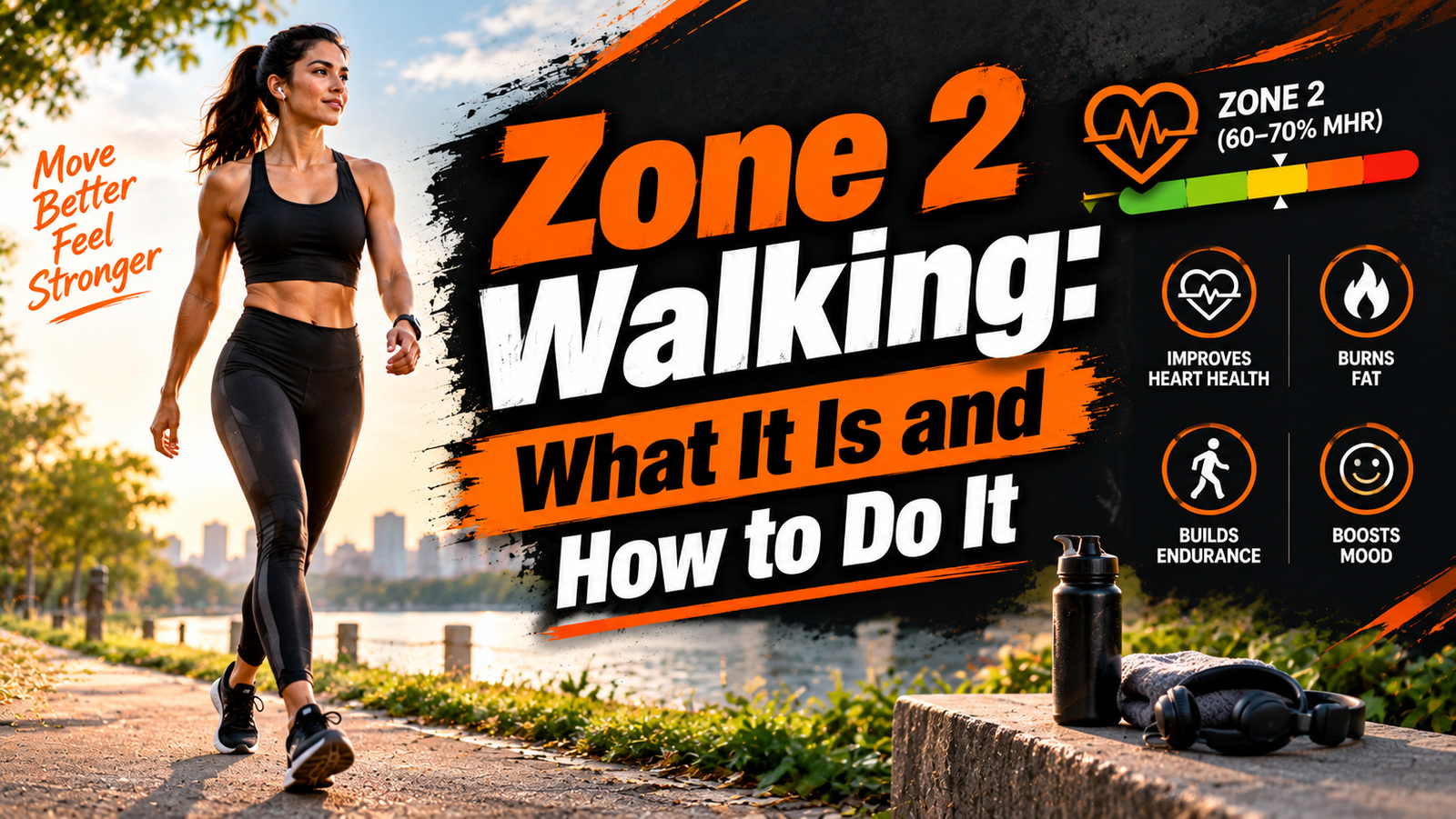 person doing Zone 2 walking outdoors at a comfortable aerobic pace